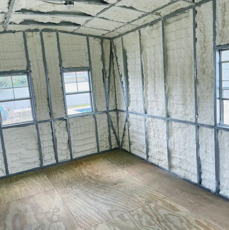 Closed-cell spray foam insulation applied to wall cavities in a residential project in Cincinnati